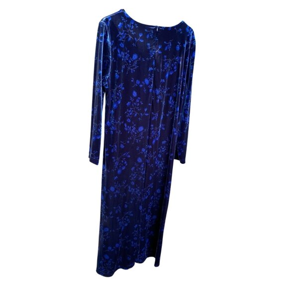 K C Spencer Women's Velvet Floral Whimsigoth Dark Fairy Dress Blue Size 18W - Picture 2 of 10